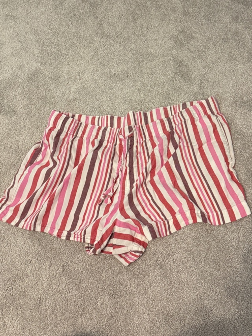 Auden Pink and White Striped Cotton Lounge Shorts